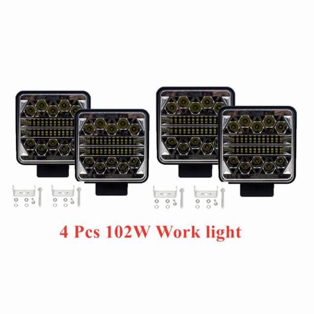 BECAR 102W LED Work Light for Tractors ATV SUV DC 12V/24V 34 Led Headlight Offroad Accessories Auto Led Lamp for Jeep