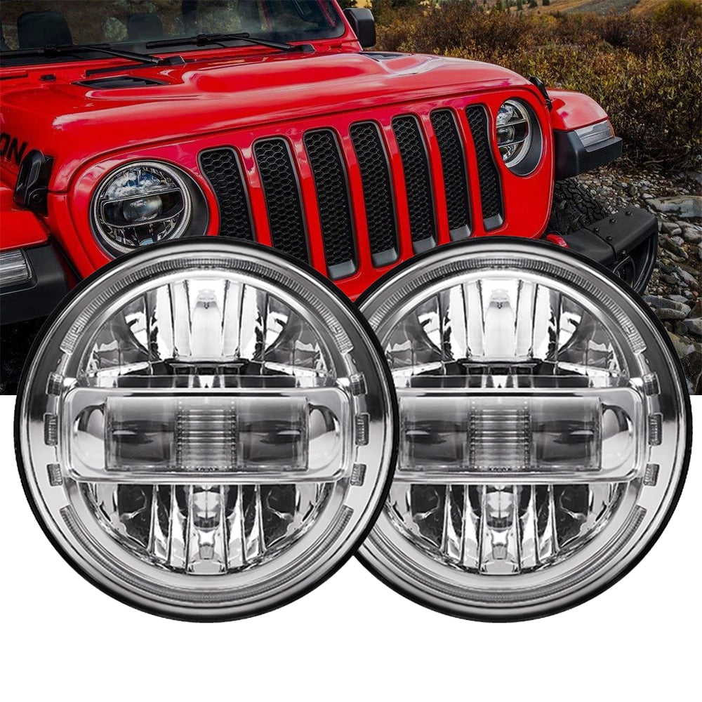 7 inch LED Headlights Assembly with DRL High Low Beam&4 Inch Fog Light For Jeep Wrangler JK 2007-2018 LJ CJ TJ 97-18 JEEP JL