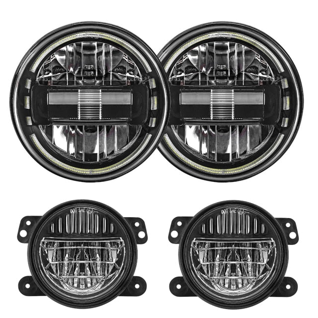 7 inch LED Headlights Assembly with DRL High Low Beam&4 Inch Fog Light For Jeep Wrangler JK 2007-2018 LJ CJ TJ 97-18 JEEP JL