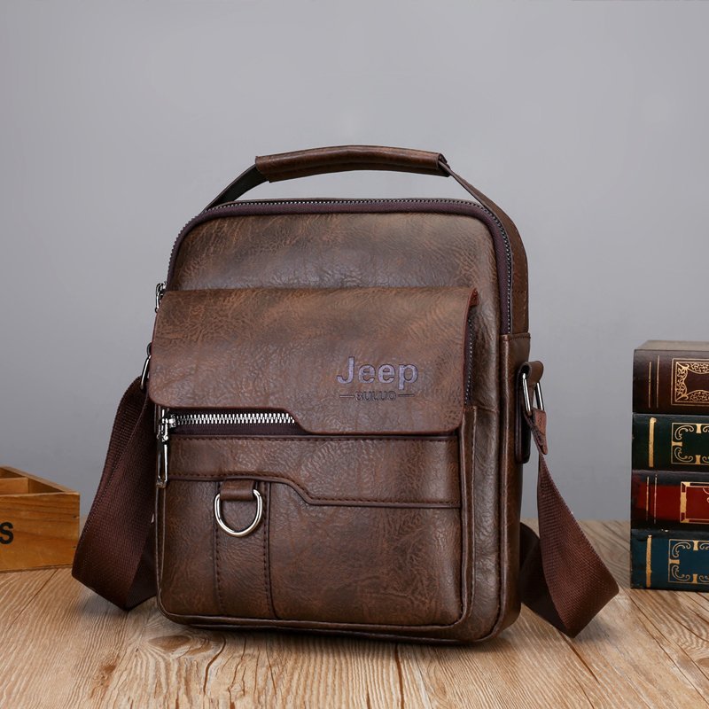 JEEP BULUO Luxury Brand Men Crossbody Messenger Bags Business Casual Handbag Male PU Shoulder Bag Large Capacity