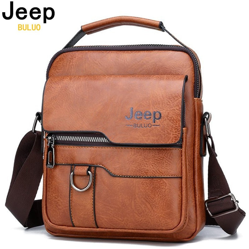 JEEP BULUO Luxury Brand Men Crossbody Messenger Bags Business Casual Handbag Male PU Shoulder Bag Large Capacity