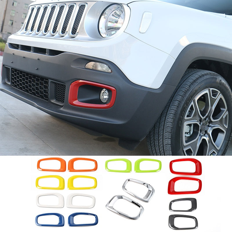 SHINEKA Exterior Accessories for Jeep Renegade ABS Car Front Fog Light Lamp Decoration Cover Sticker for Jeep Renegade 2015-2016