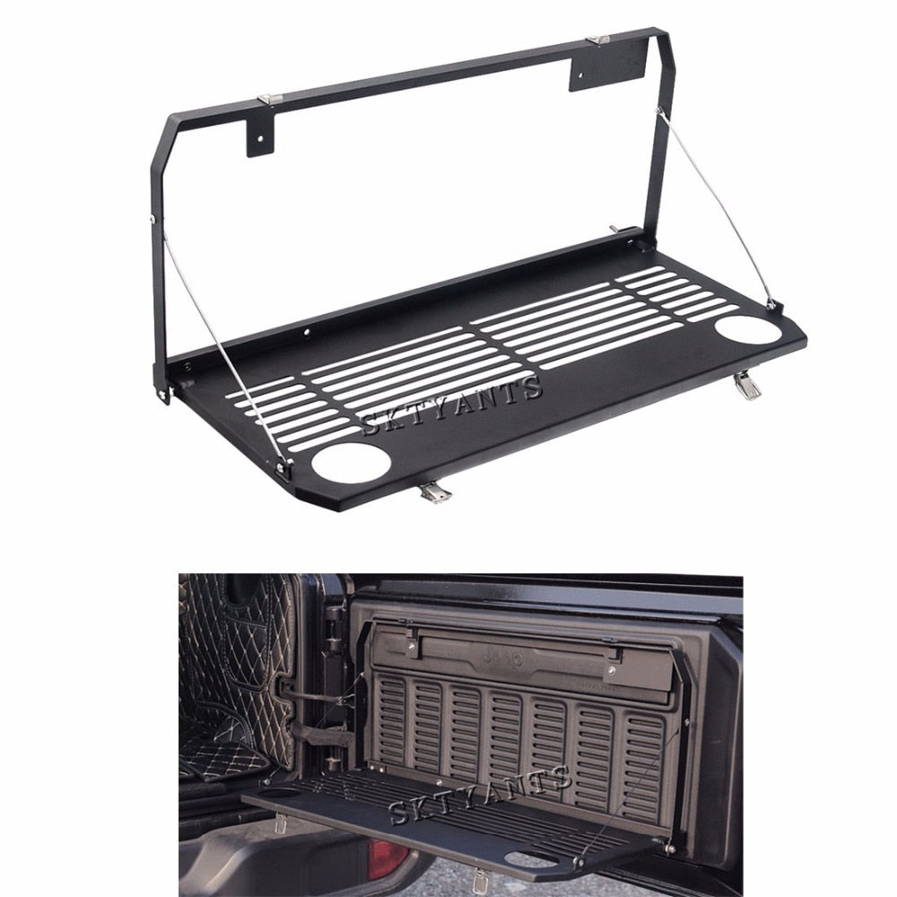 1*Foldable Rear Door Tailgate Table Fits Rear Door Table Storage Cargo Shelf for 2018-2019 Jeep Wrangler JL 2/4 Door Accessories
