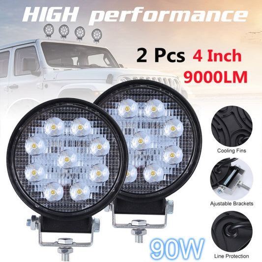 140W 6000K 14000LM Circular LED Work Light  Waterproof Spotlight Headlight Bulbs for Off-Road Suv Boat 4X4 Jeep Truck Cars