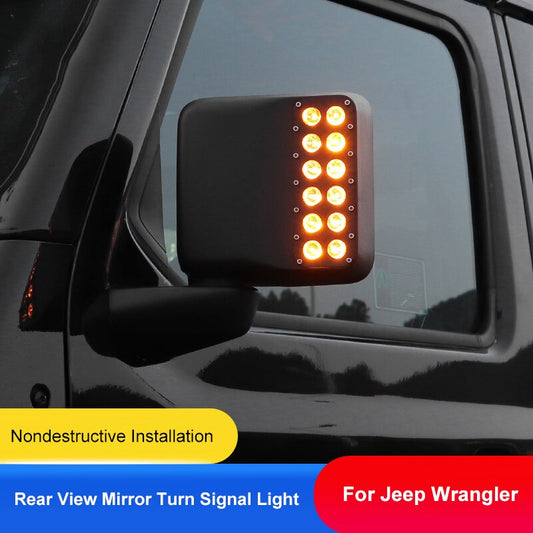 QHCP Rear View Mirror Turn Light Signal LED Bulb Lamp ABS Rearview Side Mirror Lamps For Jeep Wrangler JK 2007-2017 JL 2018-2021