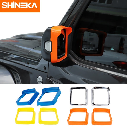 SHINEKA Car Rearview Mirror Rain Eyebrow Decoration Frame Stickers For Jeep Wrangler JL 2018+ For Gladiator JT 2018+ Accessories