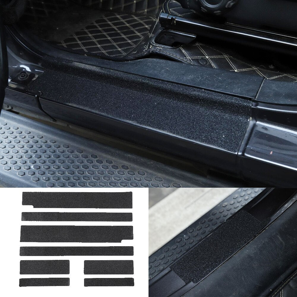 Sand Paper Black Door Sill Plate Scuff Cover Anti Scratch Sticker Trim for Jeep Wrangler JL JT Gladiator 2018+ Accessories