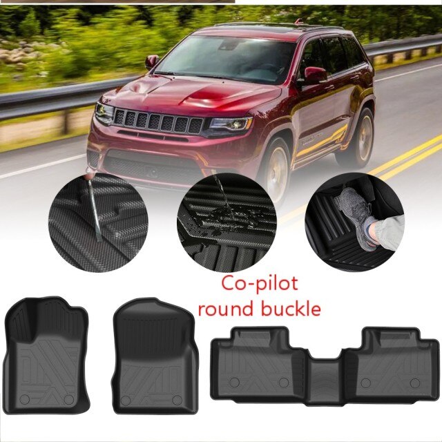 Car Floor Mats Carpet For Jeep Grand Cherokee 2011-2020 Compass Renegade 5-Seat TPE Rubber Waterproof Non-Slip Fully Surrounded
