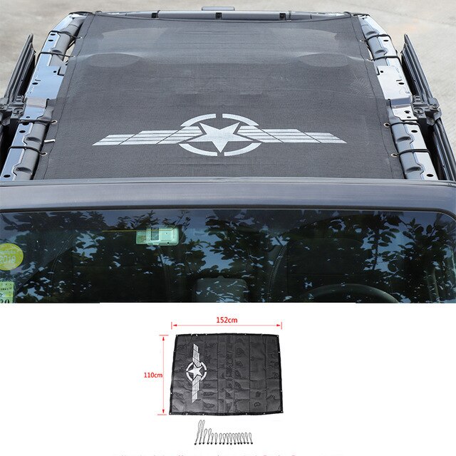Sansour Car Top Sunshade Cover for Jeep Wrangler JL Car Roof Anti UV Sun Insulation Net for Jeep Wrangler 2018+ Accessories