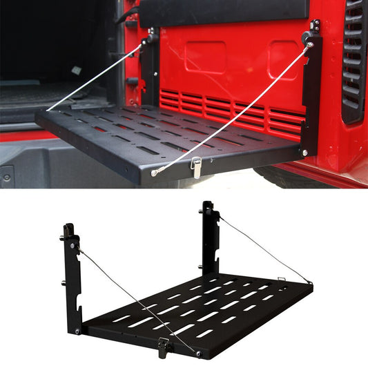 Tailgate Door Table Cargo Shelf Luggage Carrier Storage Rack for Jeep Wrangler JK 2007-2017 2/4-Door Car Accessory Iron Black