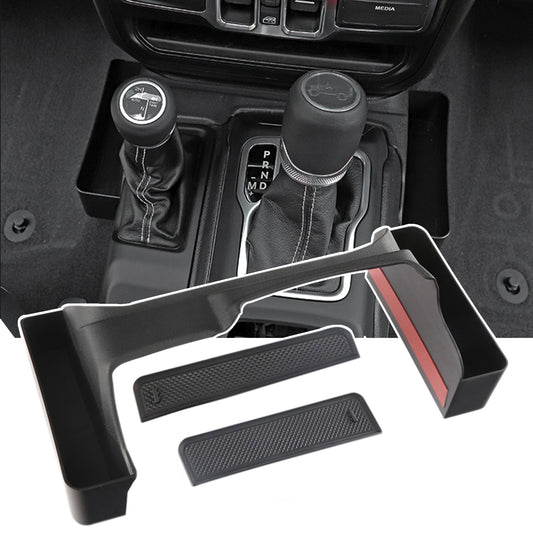 Gear Shift Storage Box Organizer Tray for Jeep Wrangler JL JK Gladiator JT 2011-2021 4-Doors Car Interior Accessories ABS Black